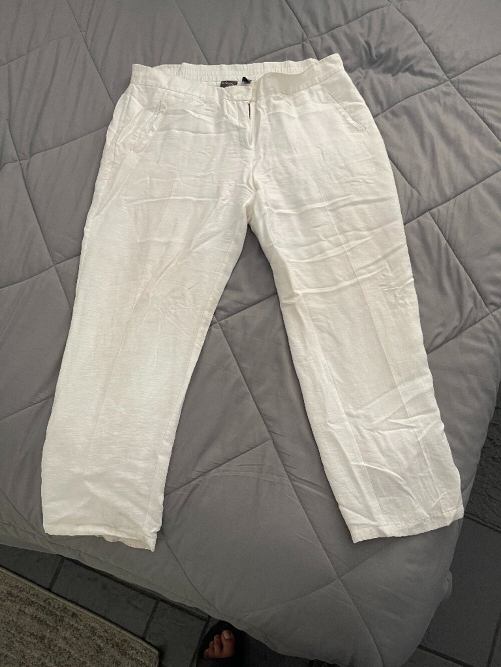 Chico's Travelers Collection White Lined Straight Leg Pants - Size 2